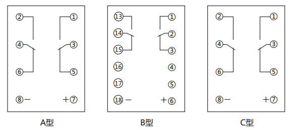 JCDY-2/C直流電壓繼電器內部接線及外引接線圖 JCDY-2/C直流電壓繼電器內部接線及外引接線圖