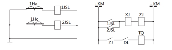 JSL-15繼電器構成的二相式定時限保護的原理圖 JSL-15繼電器構成的二相式定時限保護的原理圖
