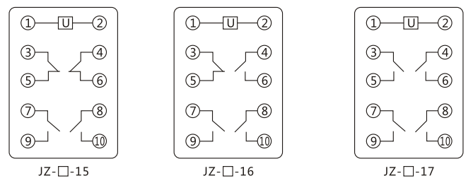 JZY(J)-35靜態中間繼電器內部接線圖及外引接線圖 JZY(J)-35靜態中間繼電器內部接線圖及外引接線圖