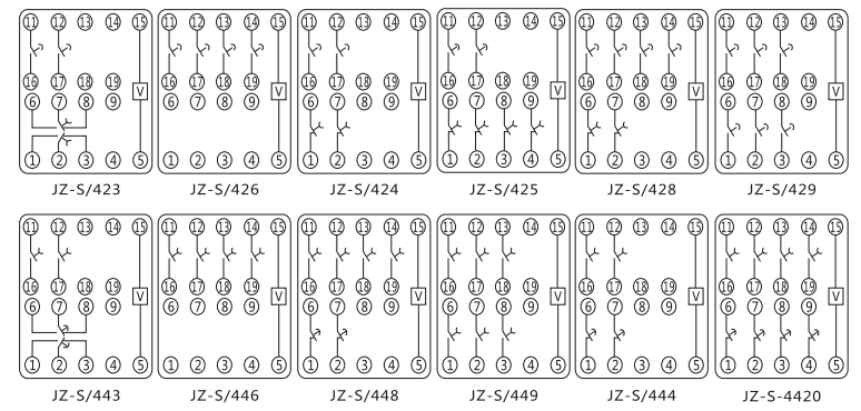 JZ-S/344靜態可調延時中間繼電器內部接線圖及外引接線圖 JZ-S/344靜態可調延時中間繼電器內部接線圖及外引接線圖