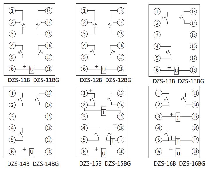 DZS-14BG延時(shí)中間繼電器內(nèi)部接線圖及外引接線圖 DZS-14BG延時(shí)中間繼電器內(nèi)部接線圖及外引接線圖